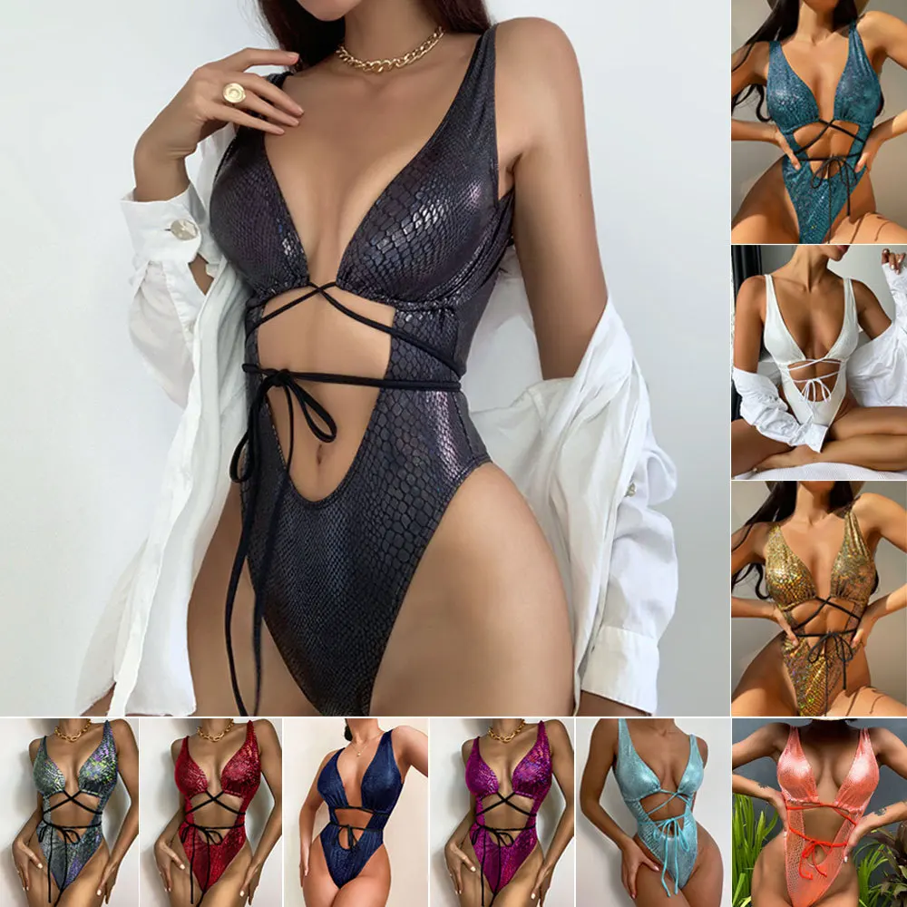 A Bathing Ape Camo - Sexy Pink Snake Print Swimwear Women