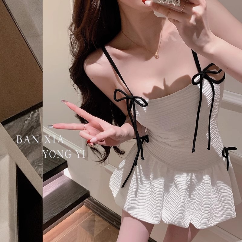 A Bathing Ape Camo - Women's White Bow Camisole Sexy Swimsuit