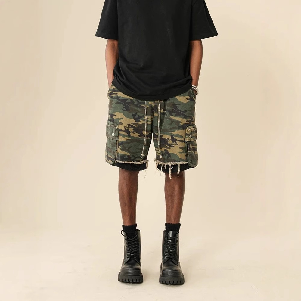 Streetwear Brand Pants - American Streetwear Raw-edge Washed Vintage Camouflage