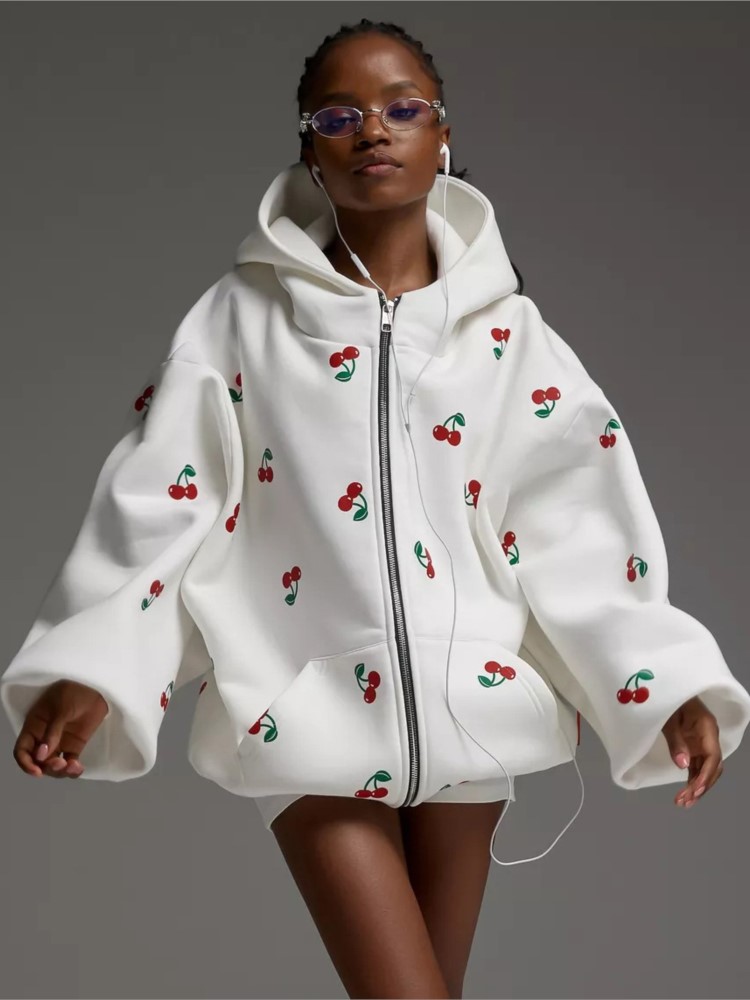 Women's Cherry Printed Sweatsh - đánh giá và giá Streetwear Brand Hoodies