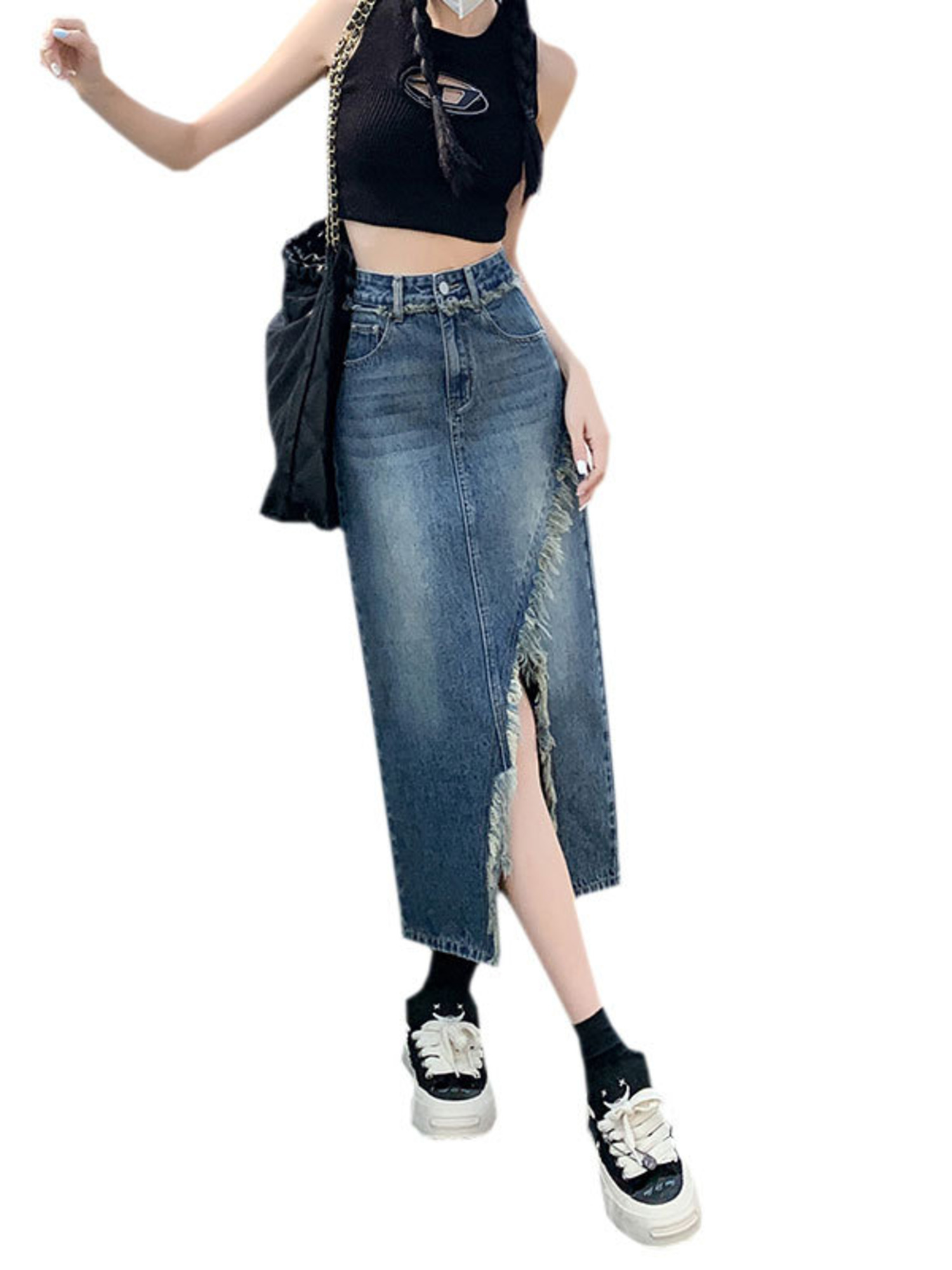 Women's High Waist Denim Skirt - đánh giá và giá Streetwear Brand Pants