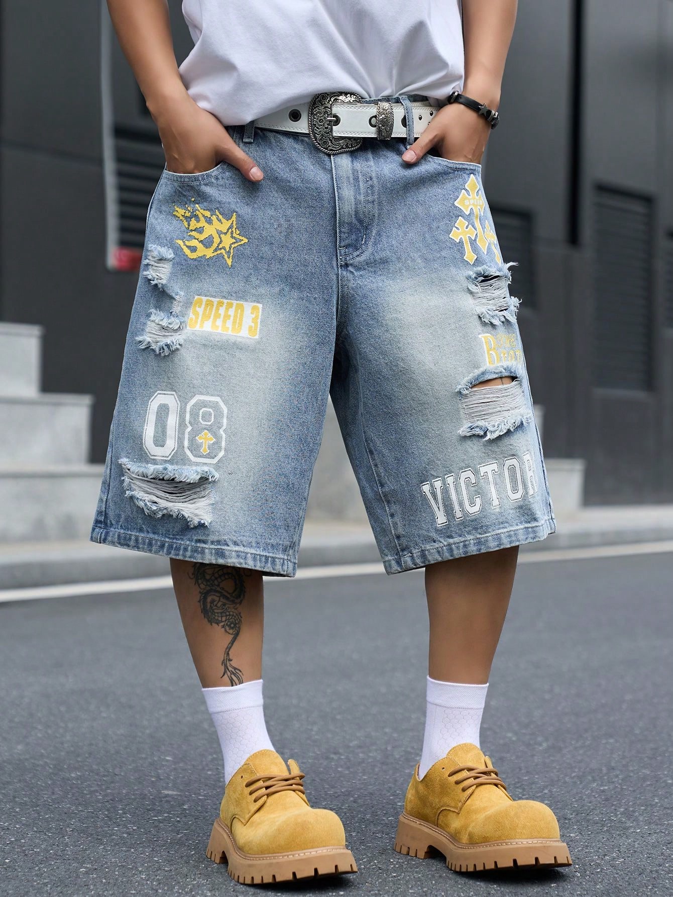 Men's Loose Fit Denim Bermuda  - đánh giá và giá Streetwear Brand Pants