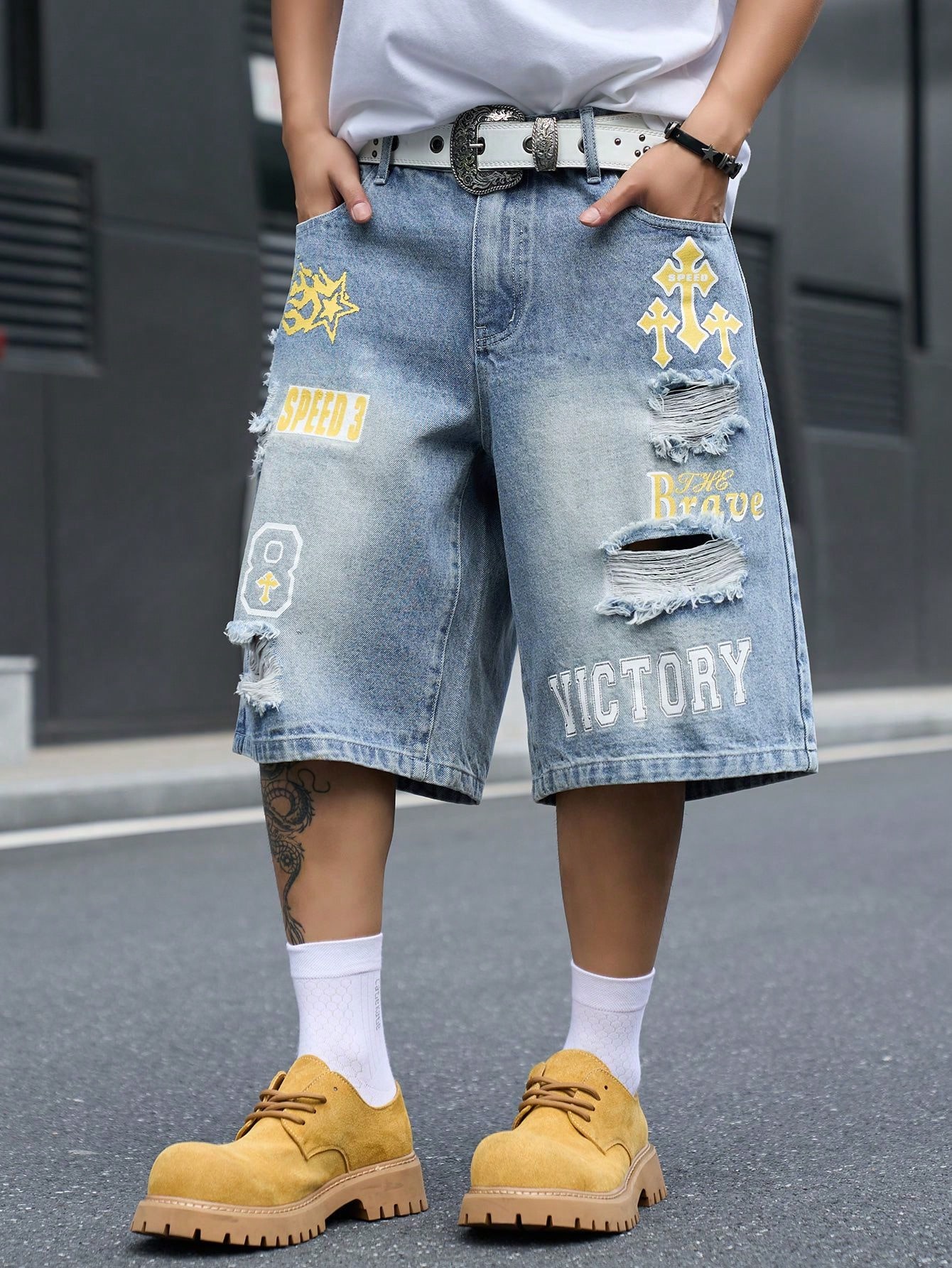 Men's Loose Fit Denim Bermuda  - đánh giá và giá Streetwear Brand Pants