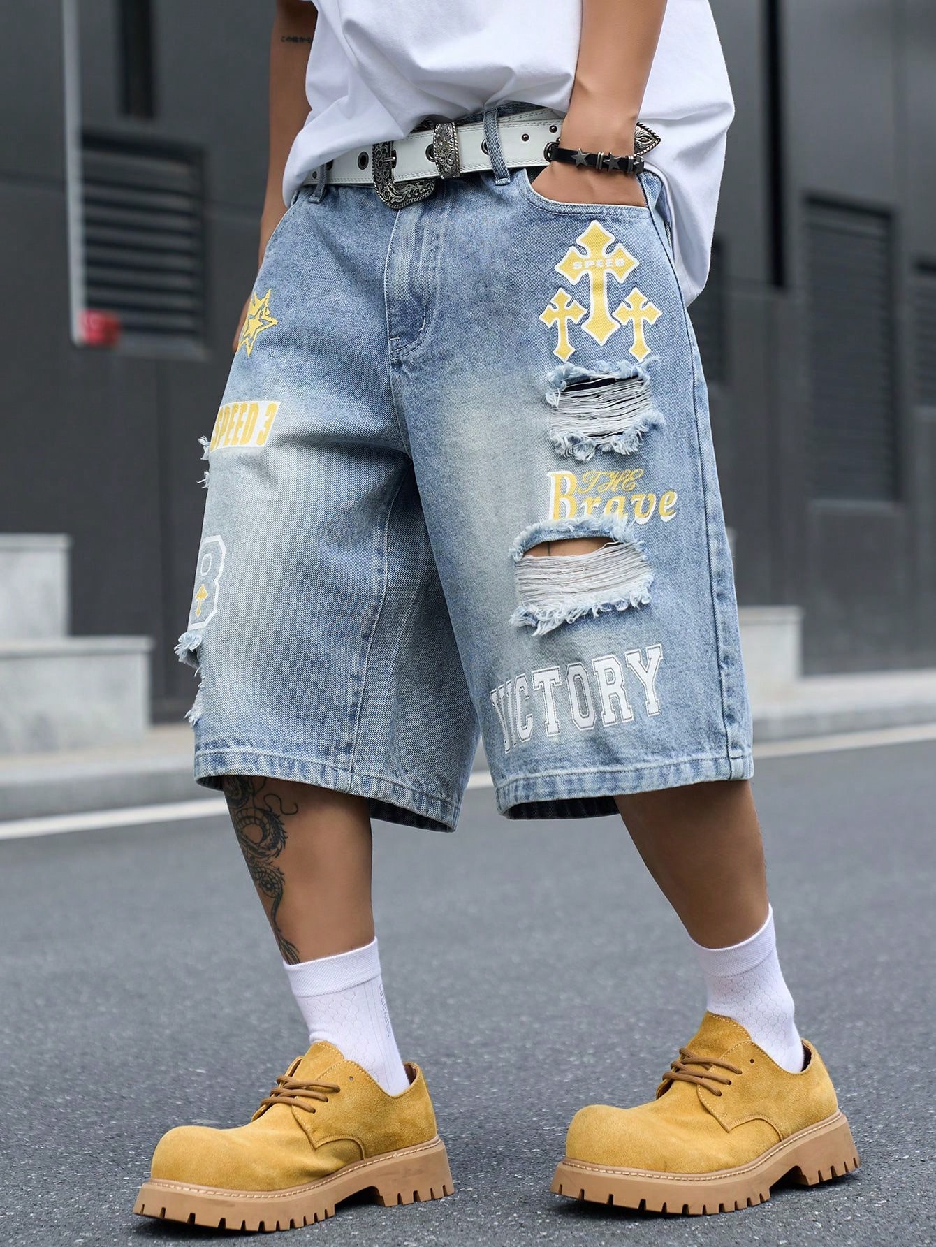 Men's Loose Fit Denim Bermuda  - đánh giá và giá Streetwear Brand Pants